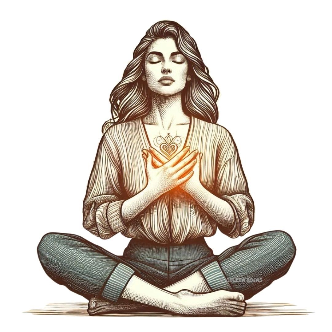 Meditierende Frau mit den Hände am Herz_ohne HG