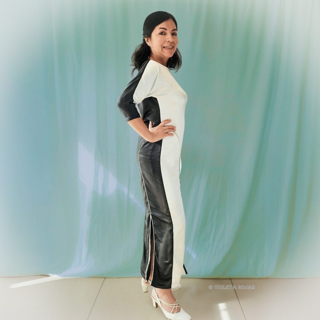 vign 24-06-17 Violeta Rojas Abendkleid Fledermaus_S-c_HG grün